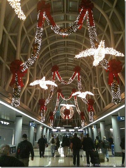 Christmas decorations at Chicago O'Hare airport